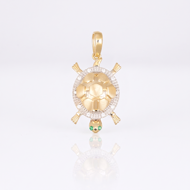 Gouden schildpad hanger met zirkonia details