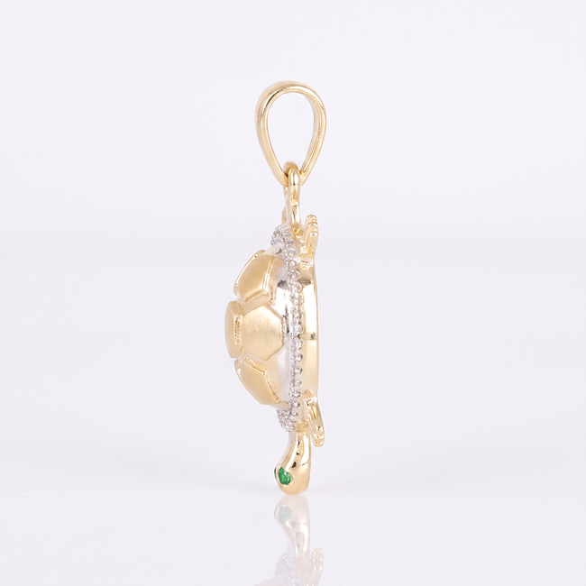 Gouden schildpad hanger met zirkonia details