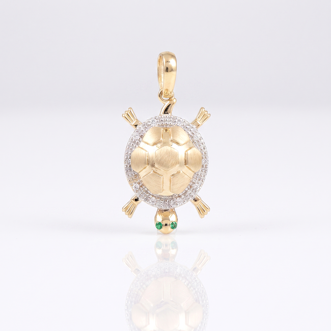 Gouden schildpad hanger met zirkonia details