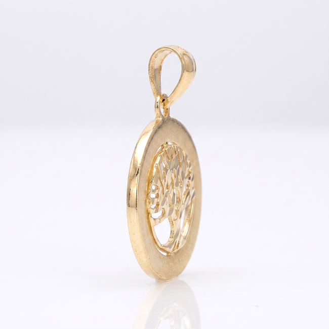 Gouden levensboom hanger in ronde vorm