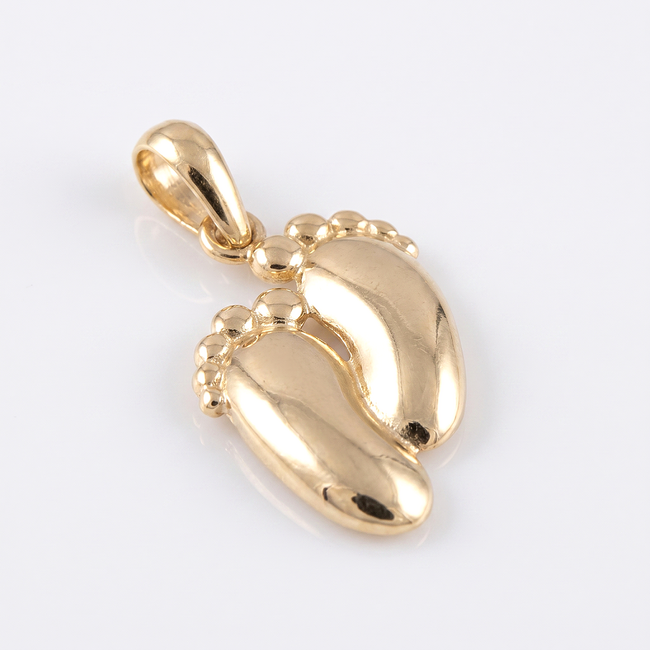 Gouden baby voetjes hanger glanzend design