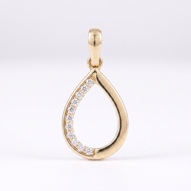 Gouden druppel hanger met zirkonia stenen