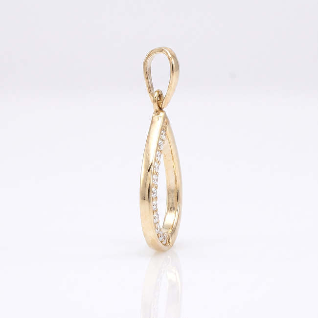 Gouden druppel hanger met zirkonia stenen