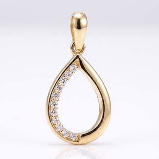 Gouden Druppel Hanger met Zirkonia