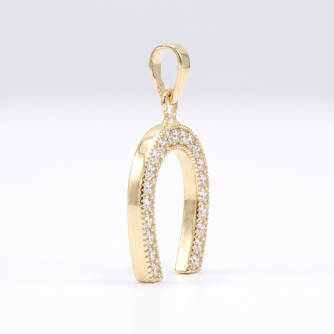 Gouden hoefijzer hanger met witte zirkonia