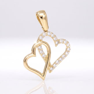 Dubbele hart hanger met zirkonia