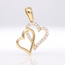 14k gouden dubbele hart hanger met witte zirkonia