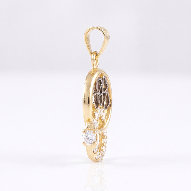 Gouden hanger met hartjes en witte zirkonia