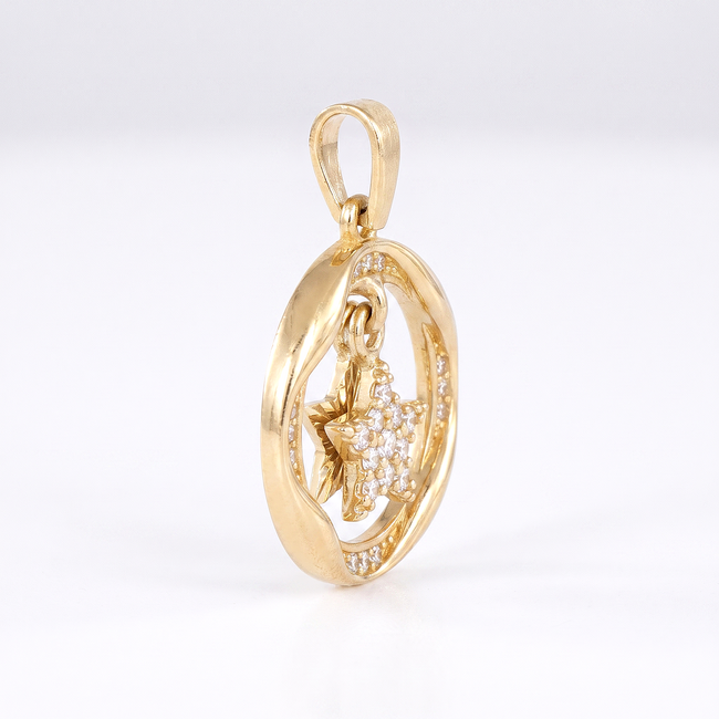 Ronde gouden hanger met ster