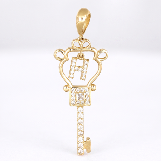 Gouden sleutel hanger met letter detail