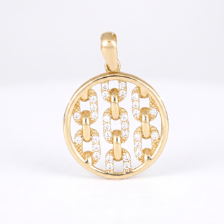 Gouden Schakel Hanger met Zirkonia