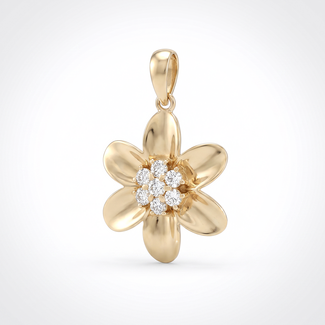 Gouden Bloem Hanger met Zirkonia Stenen