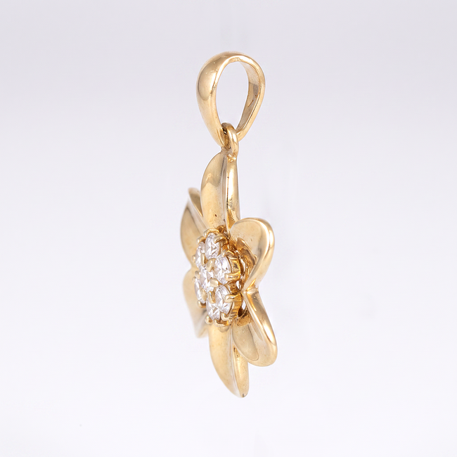 Gouden bloem hanger met zirkonia