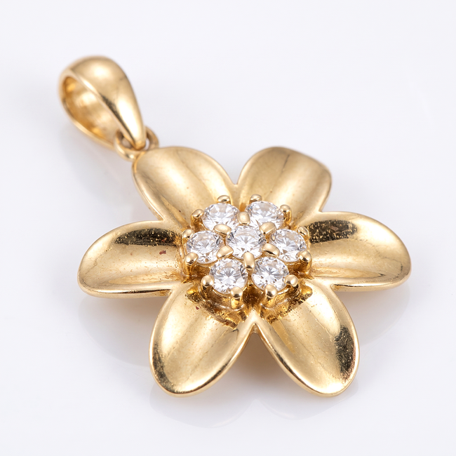 Gouden bloem hanger met zirkonia
