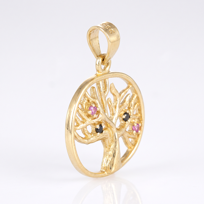 Gouden levensboom hanger met zirkonia stenen