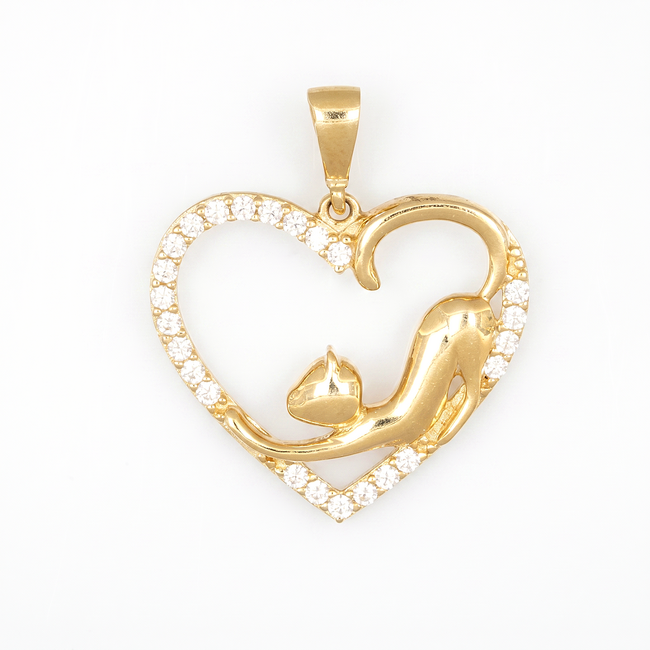 Hartvormige Hanger met Panter Design en Zirkonia