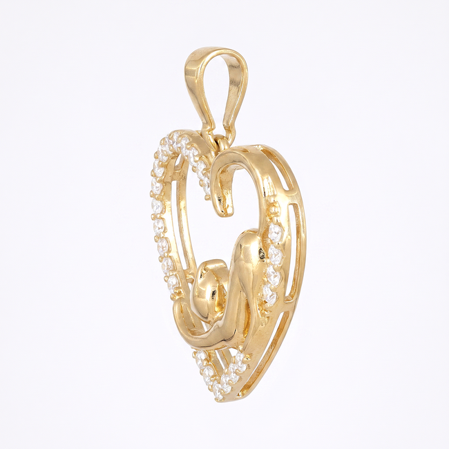 Hartvormige Hanger met Panter Design en Zirkonia
