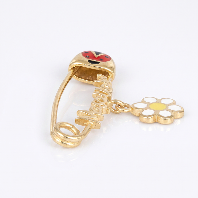 14k gouden speld met madelief en Masallah