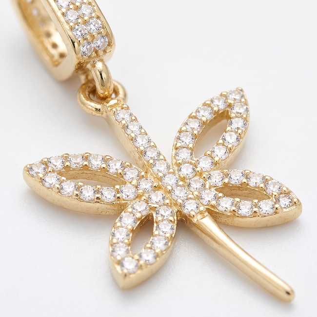 14 karaat gouden libelle hanger met zirkonia