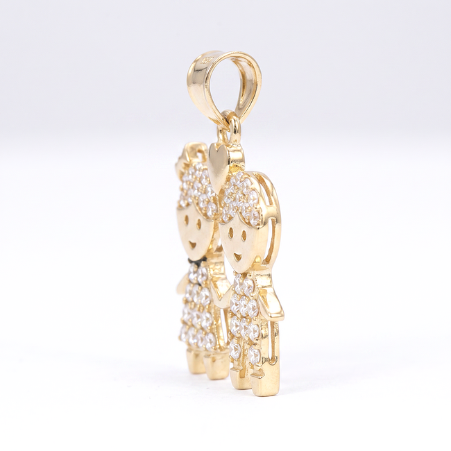 14k gouden familie hanger jongen en meisje