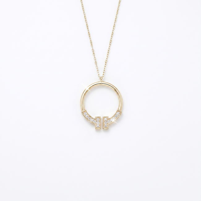 Gouden Rond Collier met Zirkonia Details