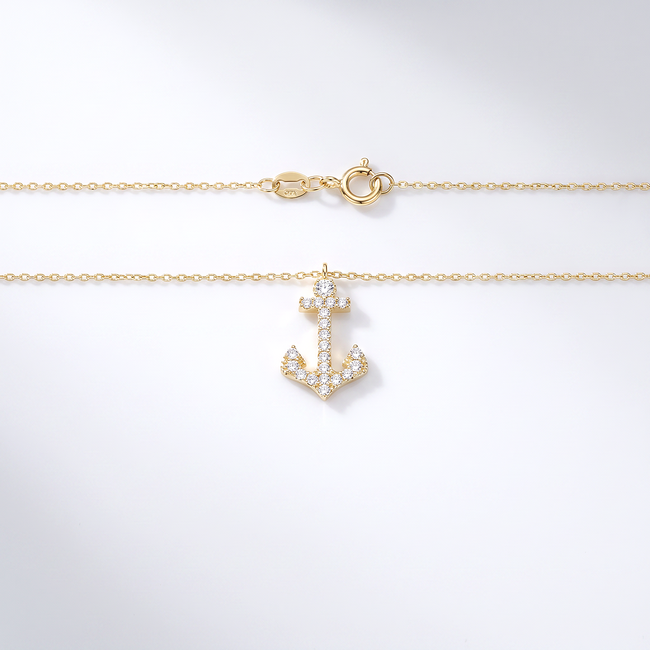 Gouden Anker Collier met Zirkonia Details