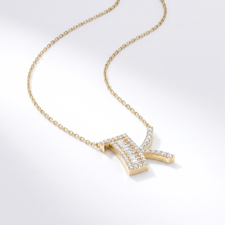 Letter K Ketting met Zirkonia