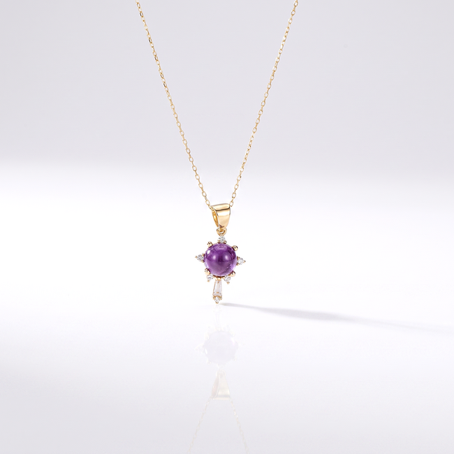 Gouden amethist ketting met zirkonia