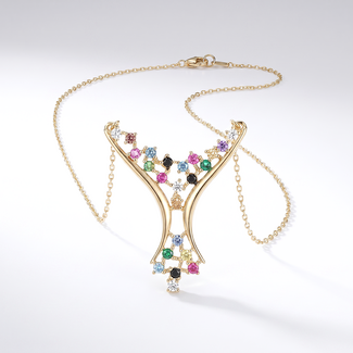 Ketting met Gekleurde Zirkonia