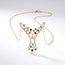 Gouden ketting met gekleurde zirkonia en design
