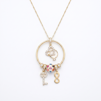 Gouden Bedel Ketting met Sleutel
