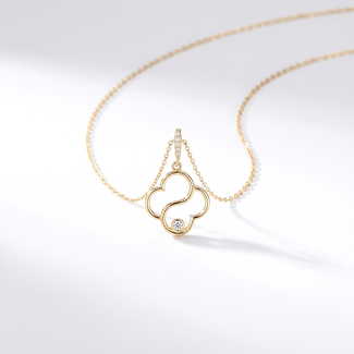 Gouden Klaver Ketting met Zirkonia