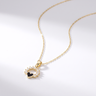 Gouden Hart Ketting met Zirkonia