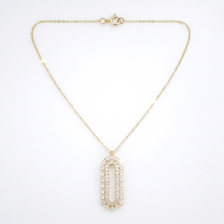 Gouden Ovale Ketting met Zirkonia