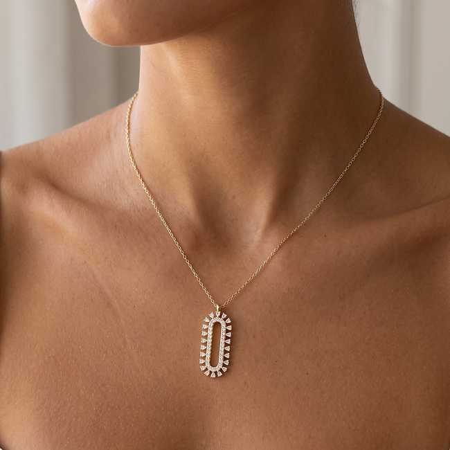 14 karaat gouden collier met ovale hanger