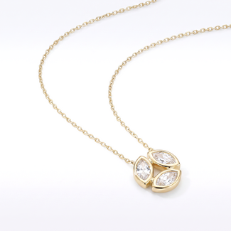 Gouden Bladeren Ketting met Zirkonia