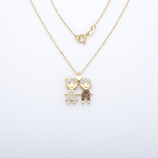 Gouden Familie Ketting met Zirkonia