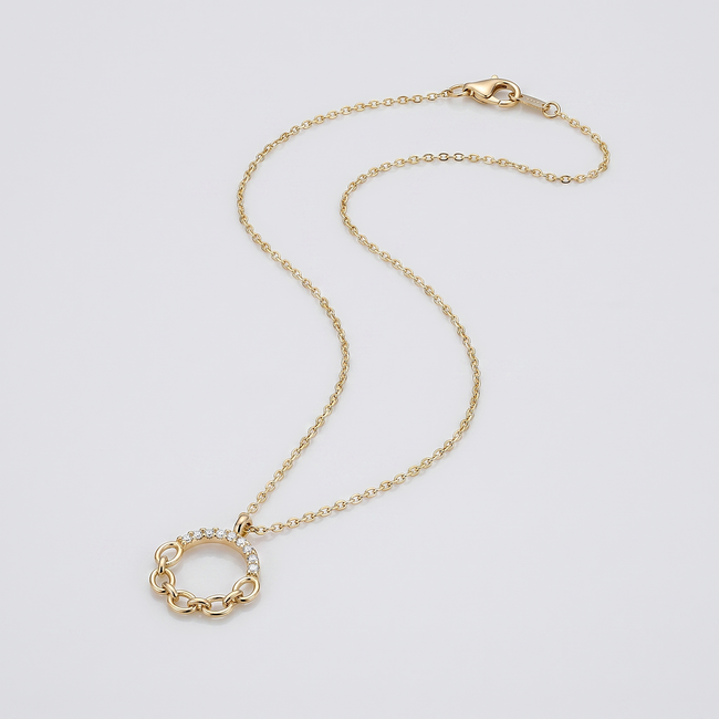 Gouden collier met open cirkel hanger
