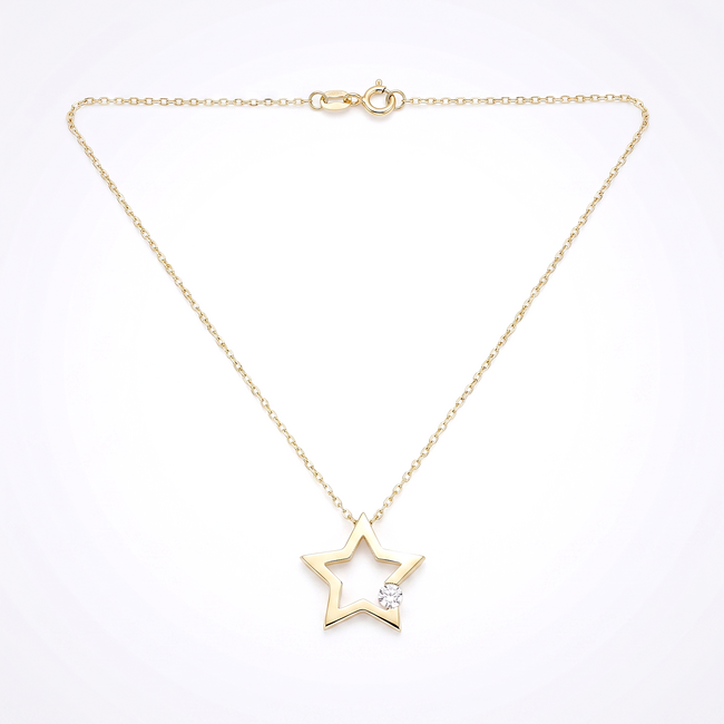 Gouden collier met open sterhanger