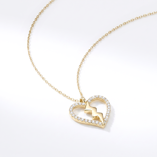 Gebroken Hart Collier met Zirkonia