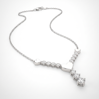 Witgouden Collier met Drie Hartjes