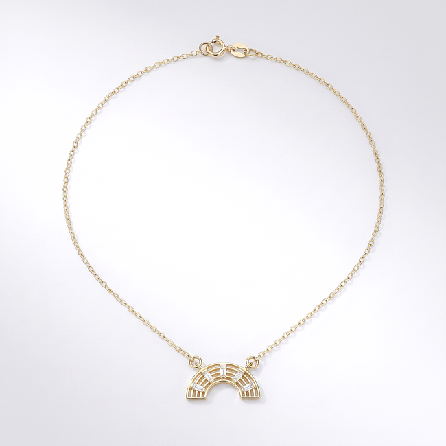 Gouden collier met booghanger en zirkonia