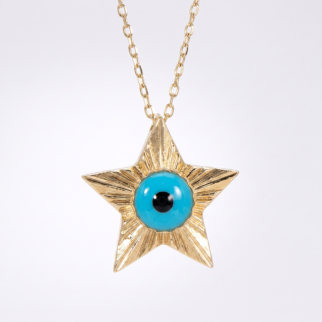 Gouden sterhanger met turquoise nazar oog