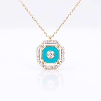 Turquoise Achthoek Collier