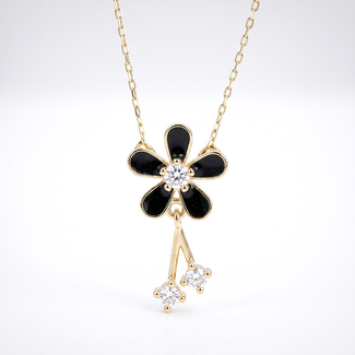 Zwarte Bloem Collier