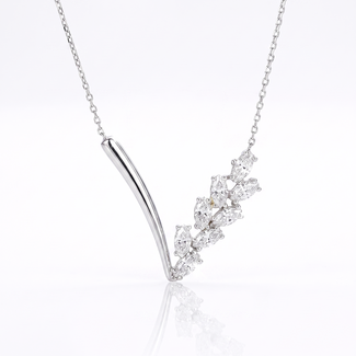 Witgouden V-Collier met Zirkonia