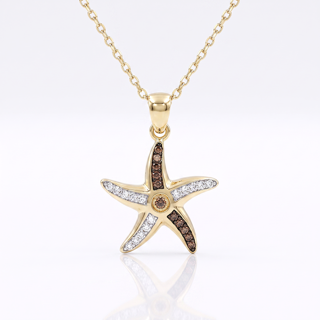 Gouden collier met zeesterhanger