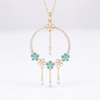 Bloemen Collier Turquoise