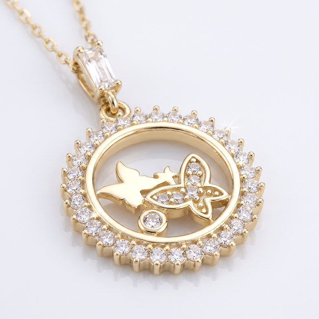 Gouden collier met vlinderhanger