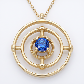 Geometrisch Collier Blauwe Steen